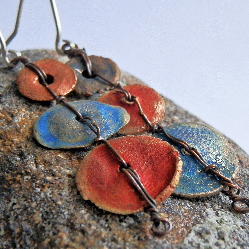 Beautiful earrings... copper and brass beads... May 54