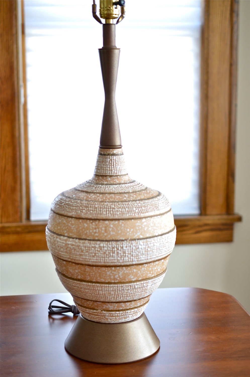 Vintage DANISH MODERN TEXTURED Pottery Table Lamp
