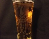 Etched Pint Glass - Robot Octopus