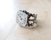 filigree steampunk ring- gunmetal watch face ring