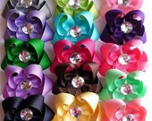 Medium Solid "Glamour Bow" Rhinestone Boutique Bow
