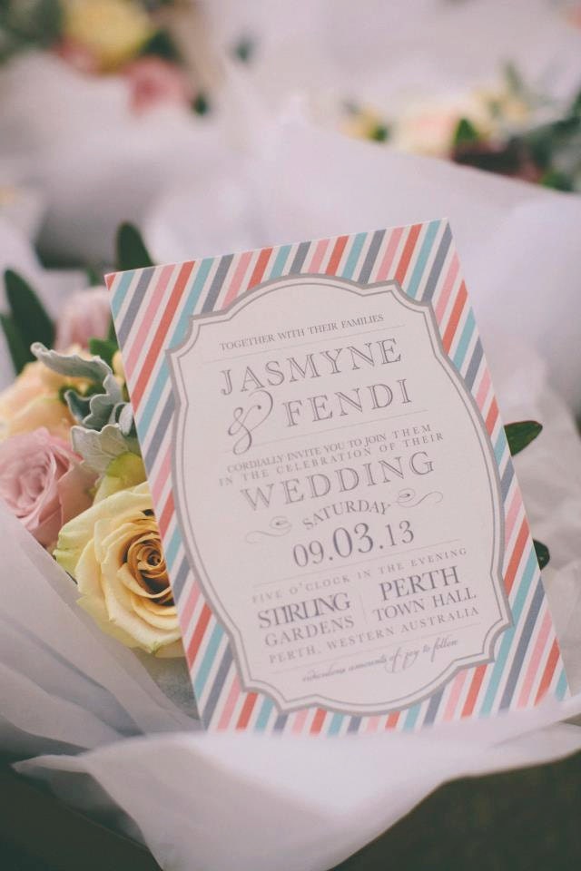 Wedding Invitations - Retro Stripe Perth Australia