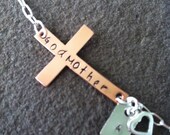 Sideways cross bracelet personalized godmother charm copper  communion baptism confirmation gift