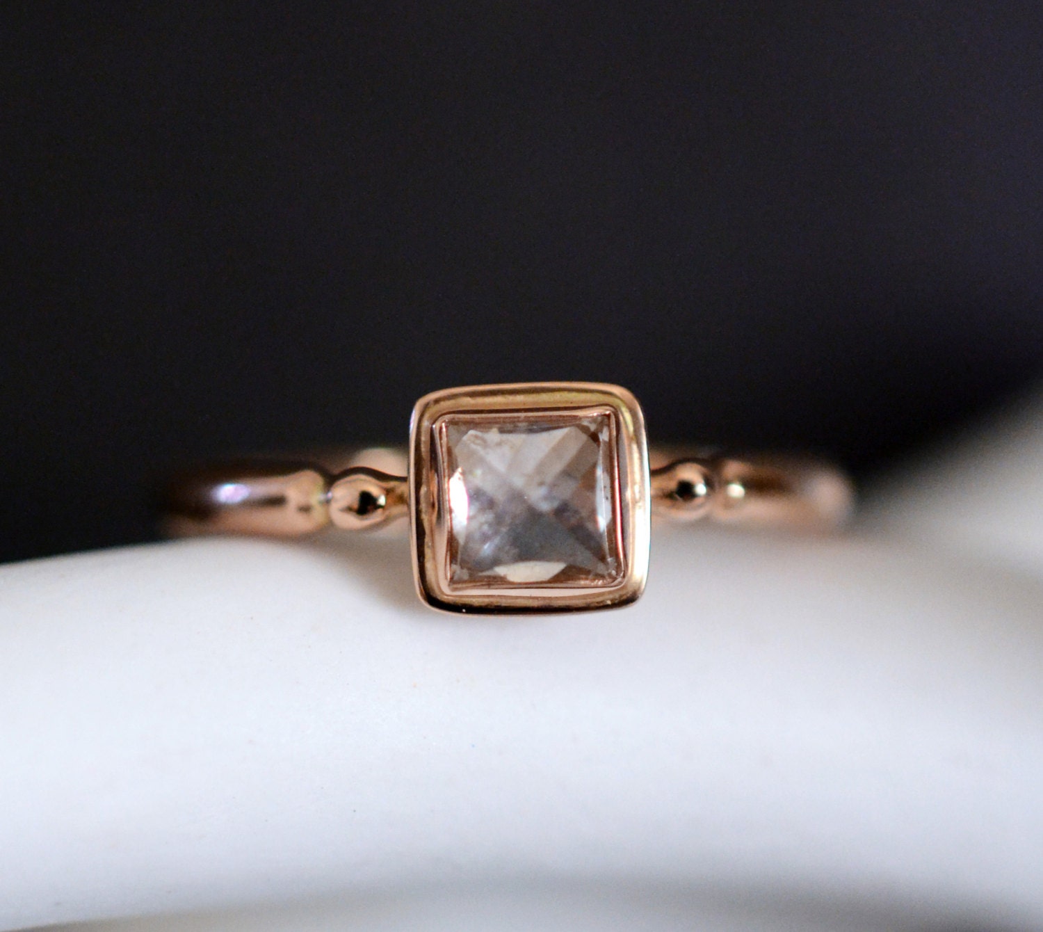 Diamond engagement ring in 14k rose gold, rose cut