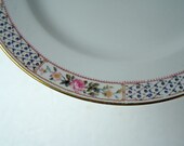 Vintage Plate Dessert Stand Pink Roses Small Plate and Pedestal