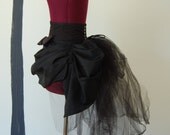 Victorian steampunk gothic Black bustle with tassles and tulle.