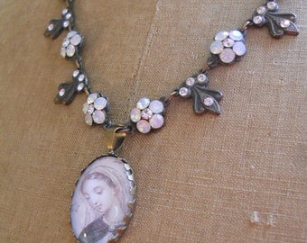 Religious French Mary Necklace