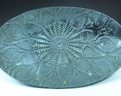 Ceramic Platter - Large Oval Serving Platter - Decorative Plate in Blue Ready to Ship