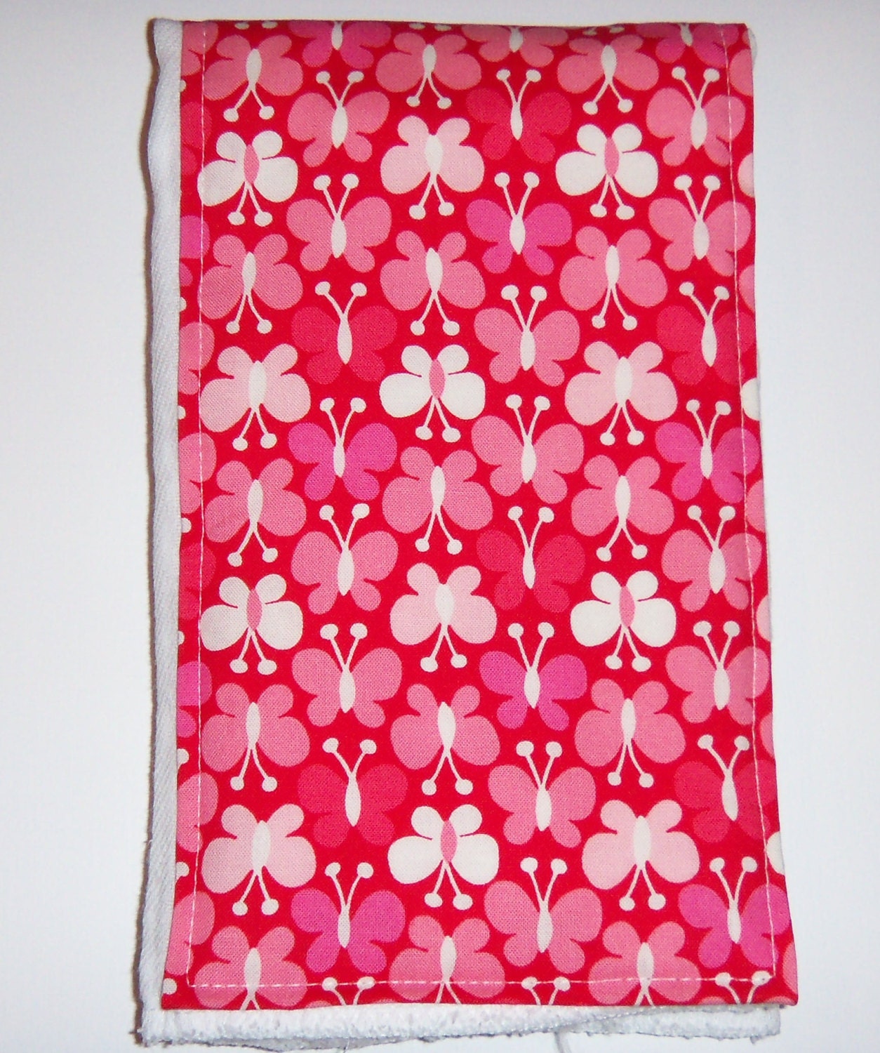 Burp Cloth- Pink and Red Butterflies
