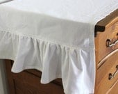 White Ruffled Cotton Table Runner - 16" x 60" - Table Linens