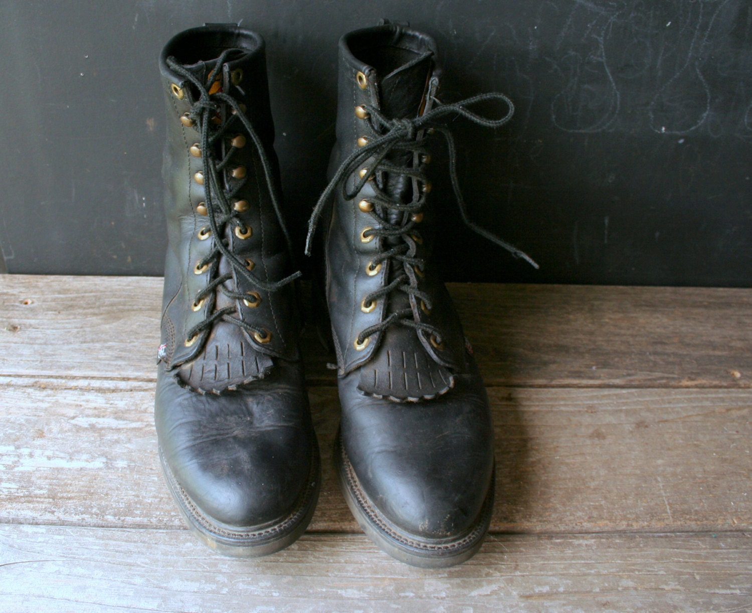Vintage Boots Justin Ropers Men Black Size 10 1/2 D US Made From Nowvintage on Etsy