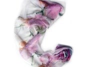 Hand painted silk scarf. Pale Pink Orchid silk chiffon scarf. Spring fashion scarf.Floral pastel scarf. Mother's Day gift