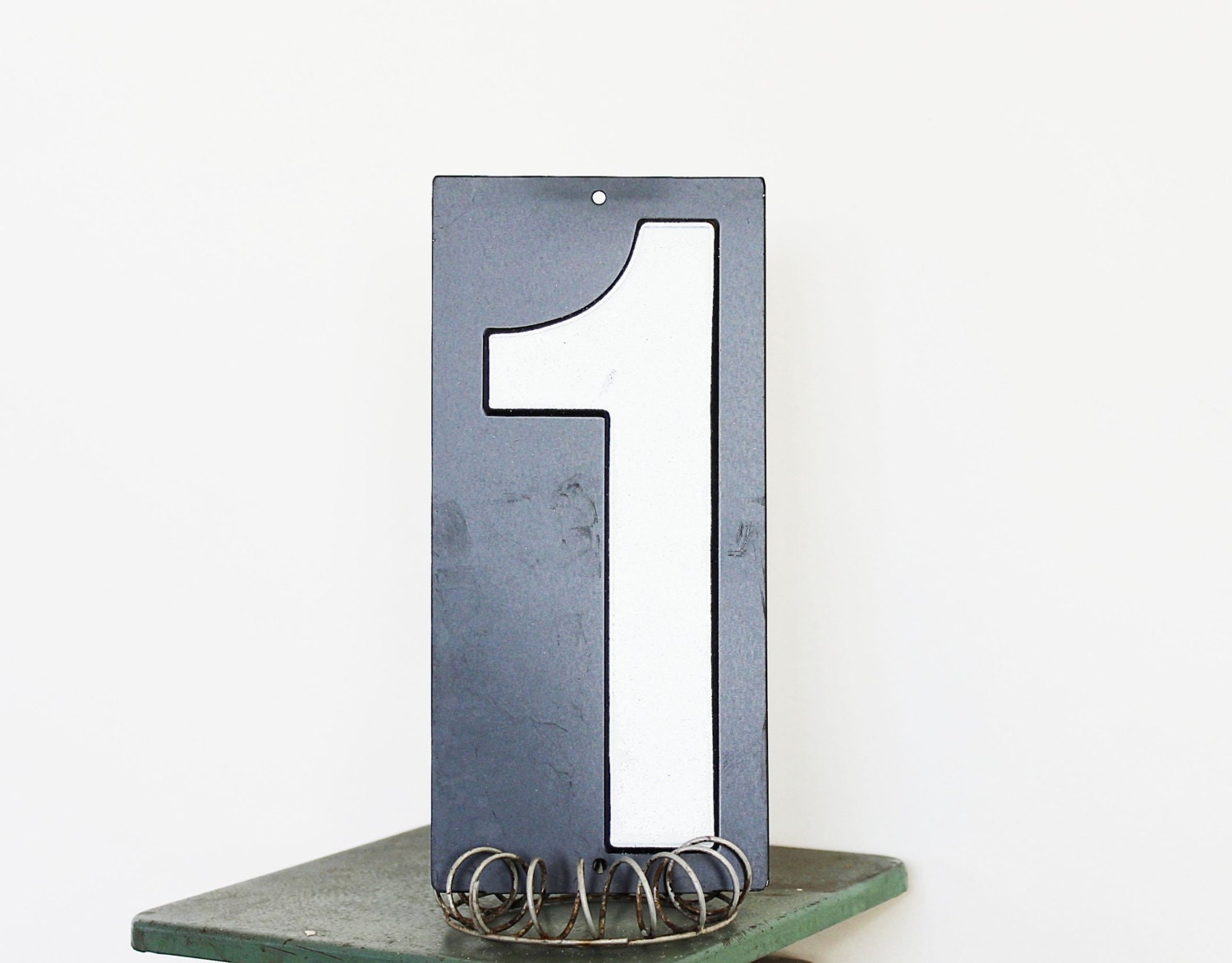 You're Number 1 - Vintage Metal Number Sign - Industrial - Black - One - Supplies - Reflective - becaruns