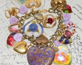 Valentine Charm Bracelet - Brass - Mega - Recycled - Hearts - Gold