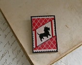 Scottie Dog Art Deco Pin Brooch Glitter Paper Jewelry Silhouette