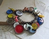 Retro Gumball and Button Charm Bracelet Kitsch