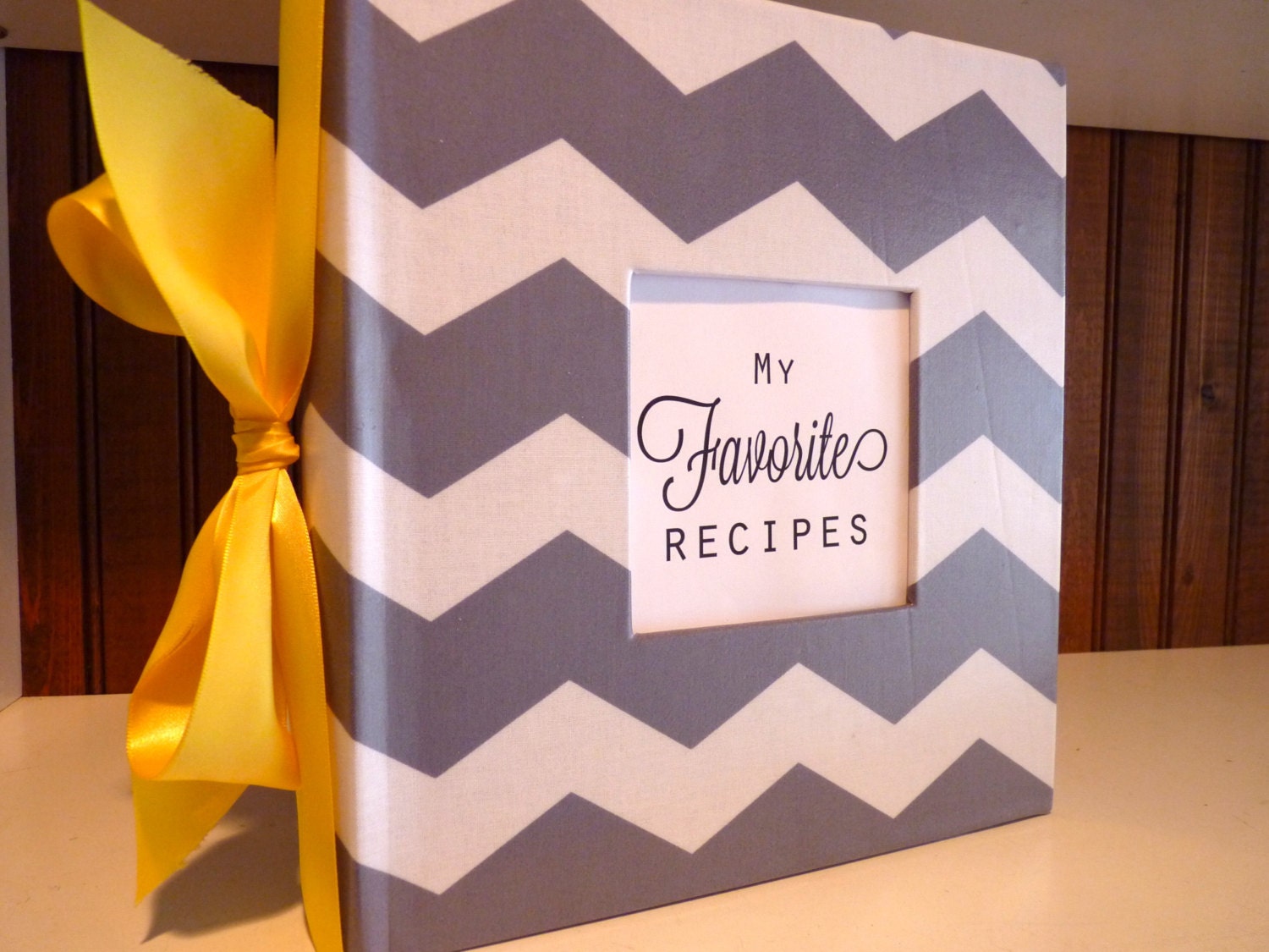 Chevron Recipe album or Photo album - hand wrapped in a laminated Chevron fabric - pick your accent color