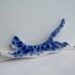 Leaping tabby cat - Handpainted blue Delft porcelain Brooch