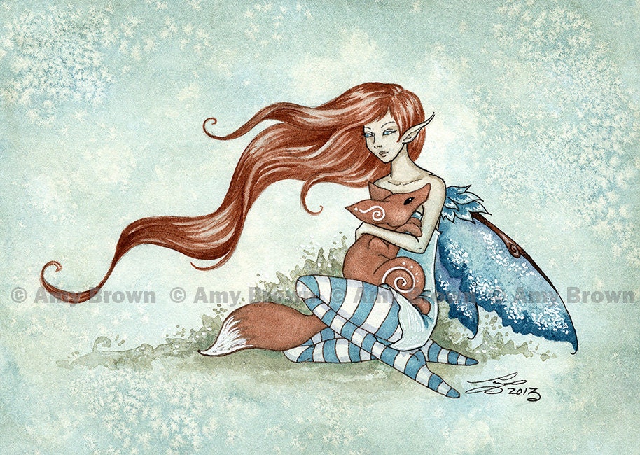 Fairy and fox spirit Limited Edition Print by Amy Brown