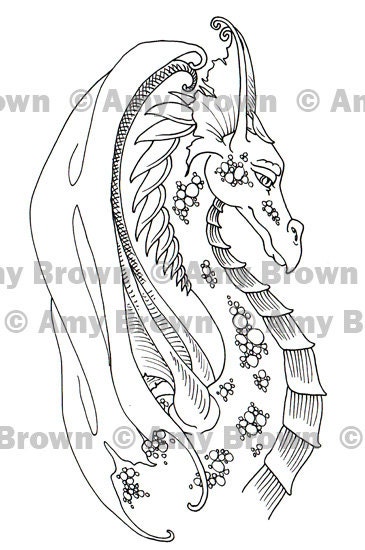 Digital Download Dragon Art by Amy Brown Coloring Print
