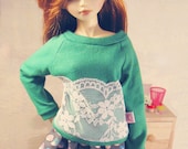Lace sweater for slim MSD, Unoa, Minifee - green and white