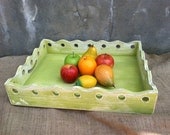 Lovely Lime - Upcycled - Large - Handled Wooden Decorative - Display Tray - Funky Kitschy Boho Chic