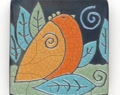 Bird,Ceramic Wall Art , Bird,Ceramic tile,handmade 4x4 raku fired art tile