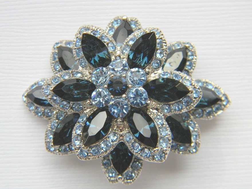 Rhinestone Hair Clip - Sapphire Blue Clip - Rhinestone Bridal Headpiece - Bridal Hair Clip - Bridesmaid Hair Clip - Wedding Clip