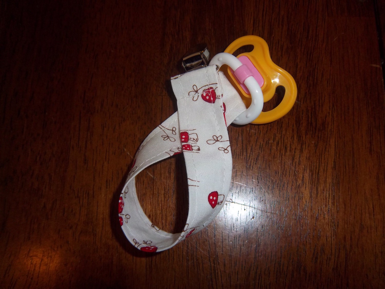 Little Red Riding Hood Mushrooms Pacifier Clip