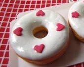 Miniature Donut - Large Pink Heart -1/3 Scale for BJD, SD, American Girl, Resin Dolls etc