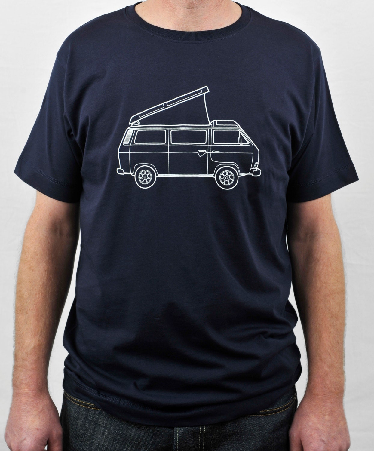 VW campervan (T3 or T25) screenprint t-shirt blue