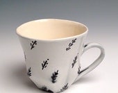 Black and White Leaf Sprig Cup