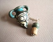Unique Blown Glass vessel Keepsake Fairy Vessel art Tribal Green - A