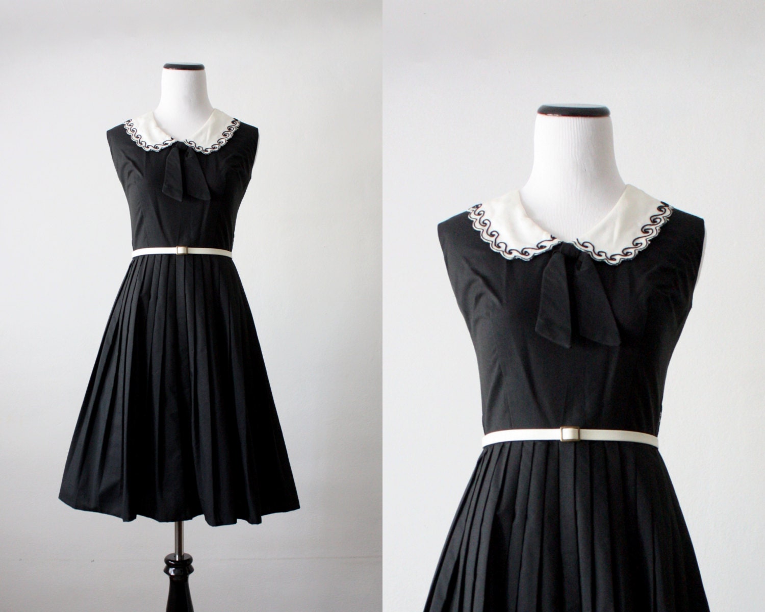 1950's dress - peter pan collar bow 50s dress