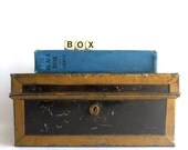 Vintage Black and Gold Metal Document Lock Box