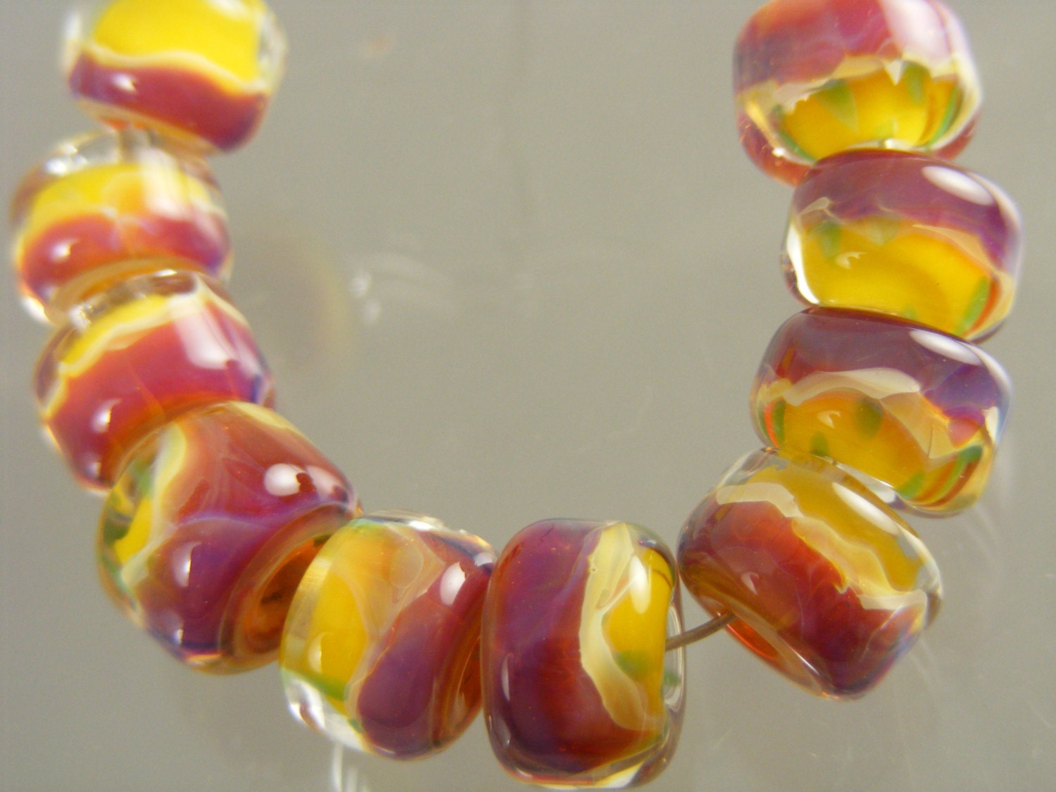 Boro beads Set Lampwork Glass Beads(10) --- ROLOS  Blanc