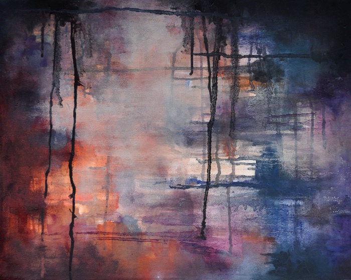 Rain 33 - original modern abstract oil painting 16"x20"