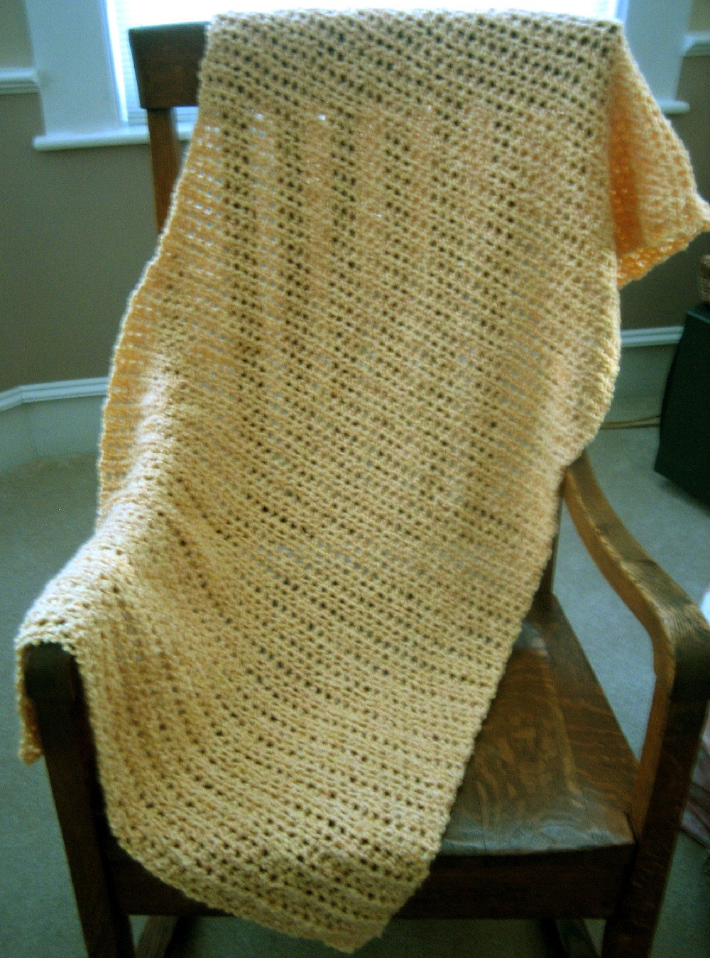 prayer comfort shawl chemo wrap scarf afghan lion brand homespun yarn crochet knit handmade SUNSHINE STATE yellow made in the USA
