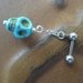 Turquoise Skull Charm Cartilage Stud Bar Helix Cartilage Tragus