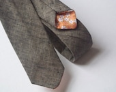 Wedding Necktie- Men's Skinny Linen Necktie