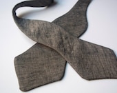 Wedding Bow Tie- Mens Grey Linen Bow Tie