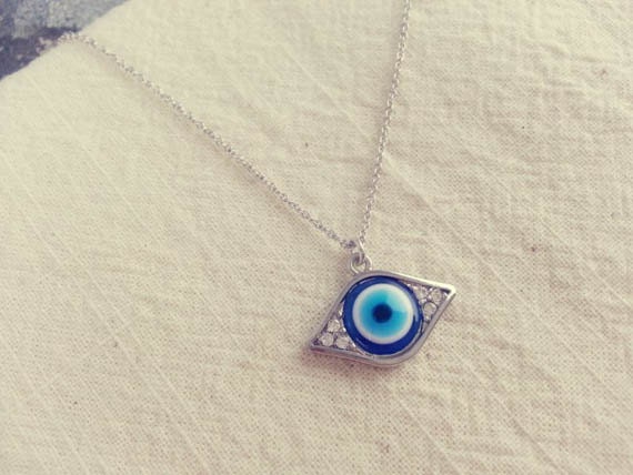 evil eye necklace in silver