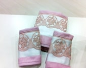 Guest Bathroom Towel Set with Gold Lace