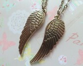 A Pair of Wings. Necklaces for Couples, Best Friends, Mother and Daughter. Choice of Rhodium or Brass.