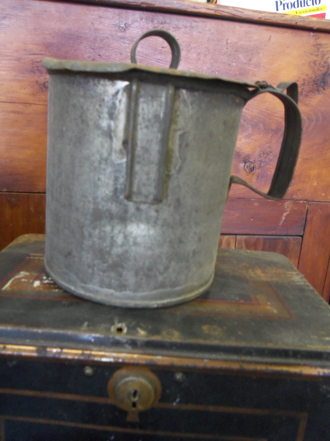 Very Primitive Antique Hand Soldered Tin Cup To Wear On Belt from Rustysecrets