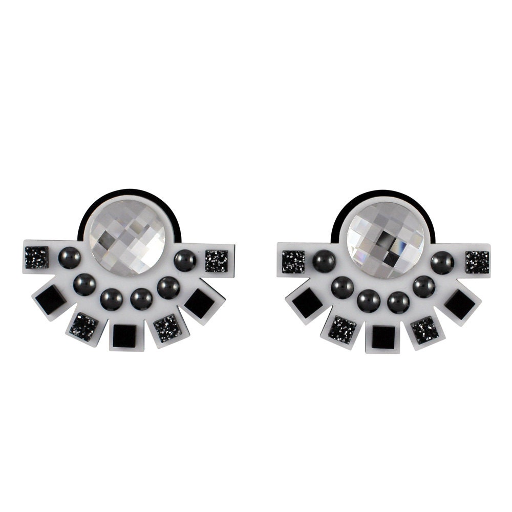 Solaris perspex earrings clear Swarovski crystals