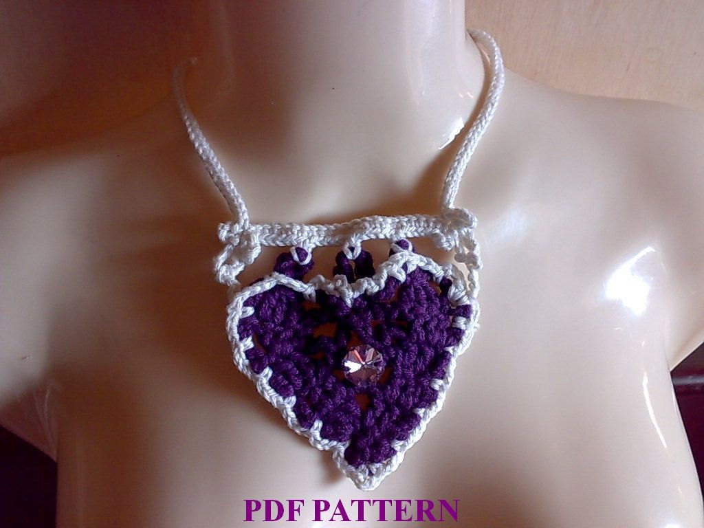 PDF Crochet Pattern Heart Statement Necklace Be My Valentine