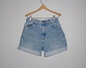 80s Hipster High Waist Stone Wash Denim Shorts Lee Jeans W 27 28 cut-off shorts Roll up, Womans High Rise Cut Offs