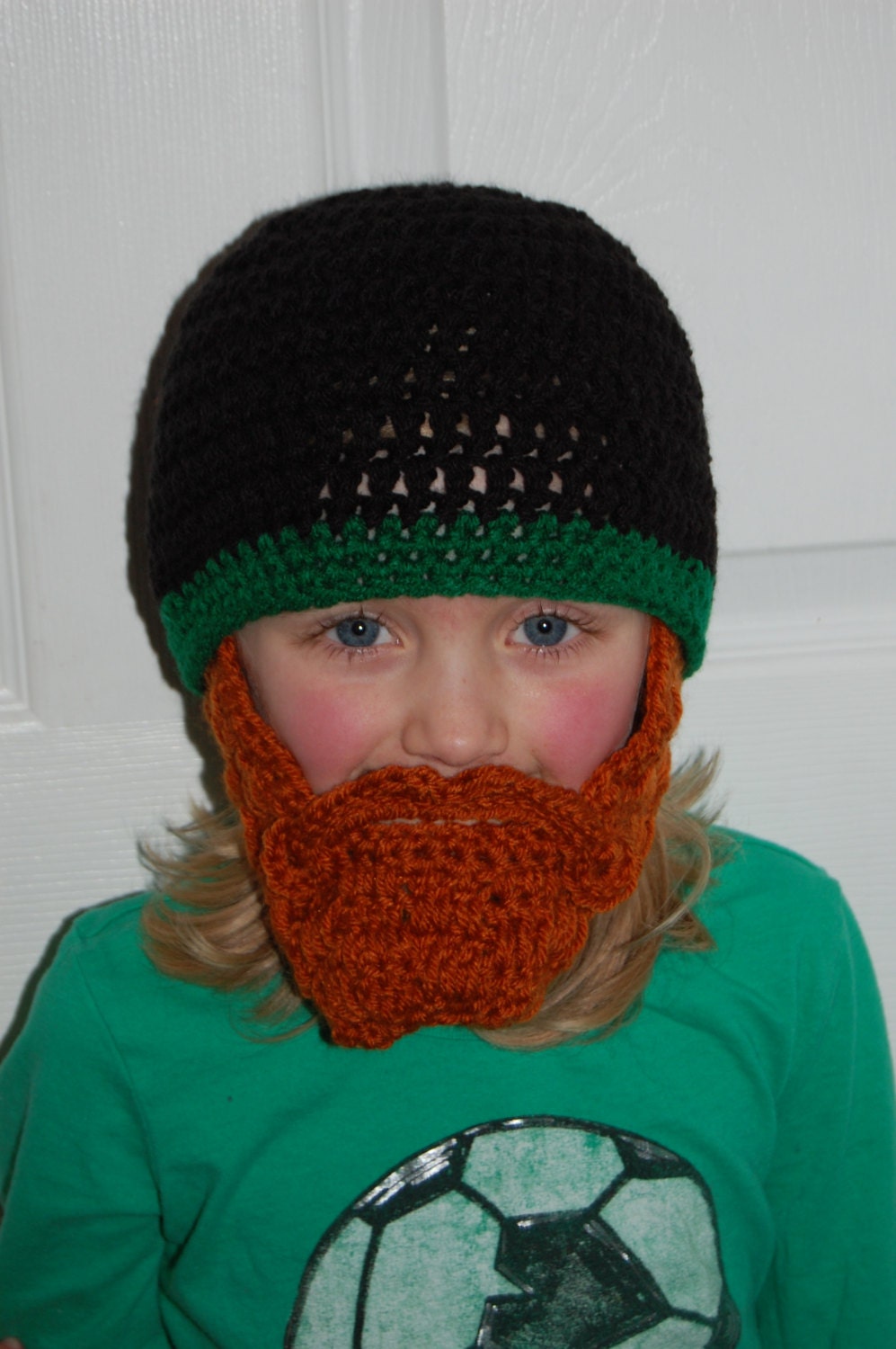 Child Size 2 to 5 Years Old Beard Beanie Shown You Can Customize Size and Colors