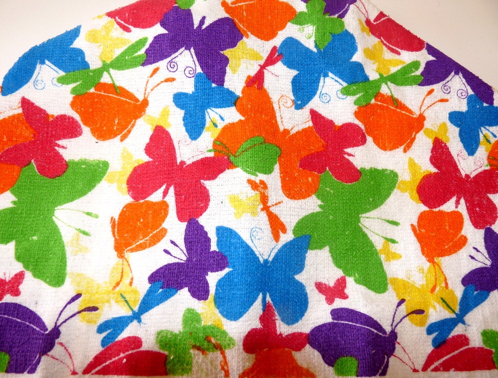 Crochet Top Kitchen Towel with Butterflies